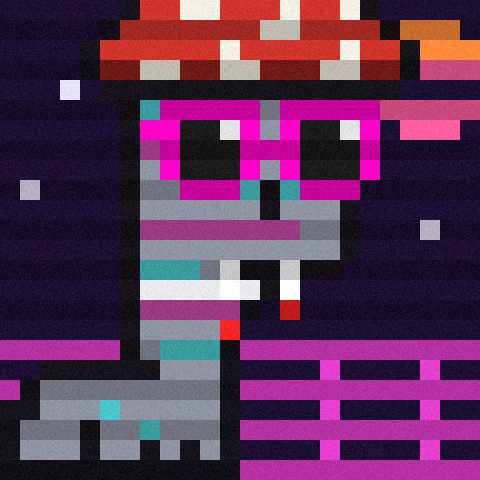 A pixel-art Ponk family member